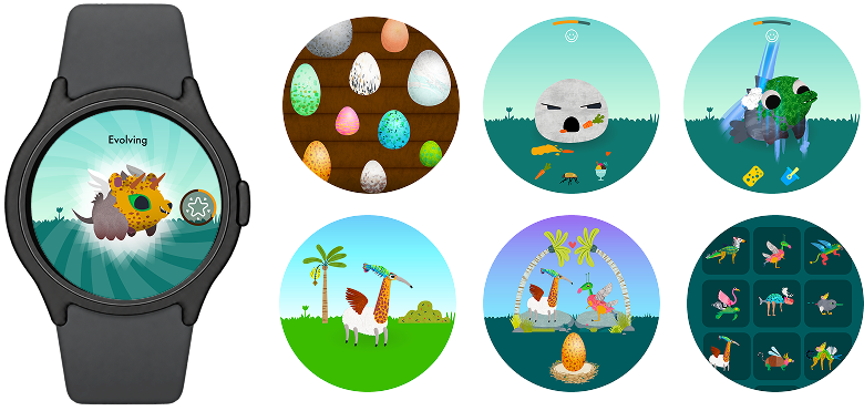 The Creature Garden Watch App screens