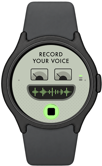 Recording a voice message in Tinybop Talk on a WearOS watch