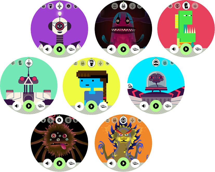 Voices in Tinybop Talk: robot, monster, alien and more